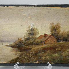 Pair of American Naive Paintings on Board “Homestead Landscape”