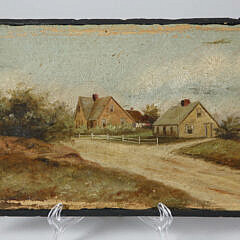 Pair of American Naive Paintings on Board “Homestead Landscape”