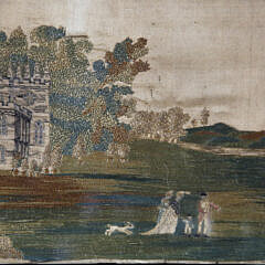 Miniature Silk Embroidery Country Estate Landscape, 19th Century