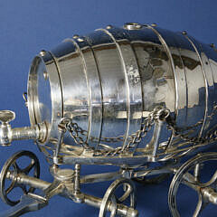 Victorian Silver Plated Barrel Form Spirit Wagon, 19th Century