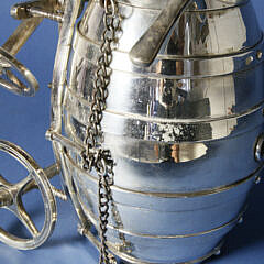 Victorian Silver Plated Barrel Form Spirit Wagon, 19th Century