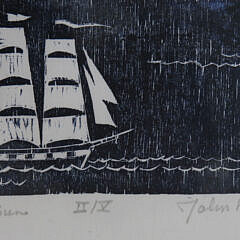 John Lochtefeld Limited Edition Woodcut “Tall Ships, Full Sail”