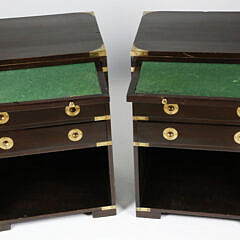 Pair of Vintage Campaign Style Brass Bound Mahogany Night Stands