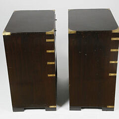 Pair of Vintage Campaign Style Brass Bound Mahogany Night Stands