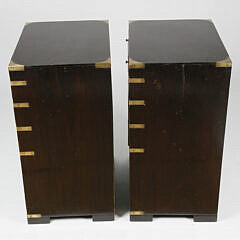 Pair of Vintage Campaign Style Brass Bound Mahogany Night Stands