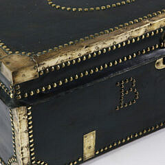 Chinese Export Leather and Brass Bound Camphorwood Trunk, 19th Century