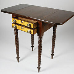 American Sheraton Two Drawer Drop Leaf Stand, 19th Century