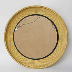 Rich Leone Bevel Glass Round Mirror with Nantucket Basket Weave Surround