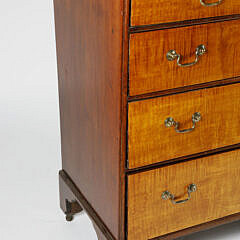 American Tiger Maple and Mahogany Two Over Three Drawer Chest, early 19th Century