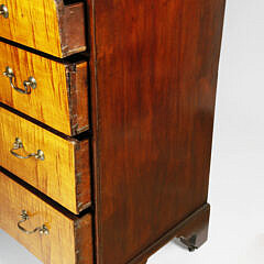 American Tiger Maple and Mahogany Two Over Three Drawer Chest, early 19th Century