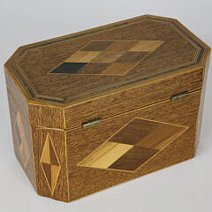 British Regency Canted Corner Double Compartment Tea Caddy, 19th Century