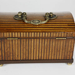 British Regency Double Compartment Striped Tea Caddy, 19th Century