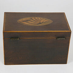 British Regency Double Compartment Conch Shell Inlaid Tea Caddy, 19th Century