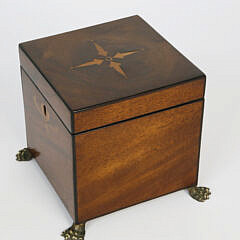 British Regency Square Inlaid Tea Caddy, 19th Century