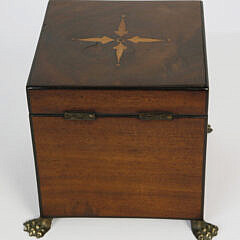 British Regency Square Inlaid Tea Caddy, 19th Century