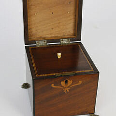 British Regency Square Inlaid Tea Caddy, 19th Century