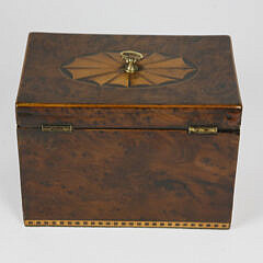 British Regency Double Compartment Tea Caddy With Oval Paterae Inlay, 19th Century