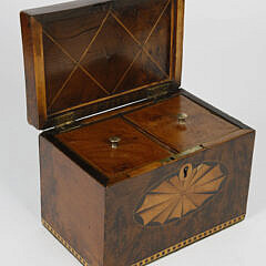 British Regency Double Compartment Tea Caddy With Oval Paterae Inlay, 19th Century