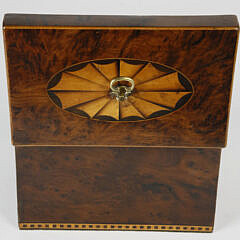 British Regency Double Compartment Tea Caddy With Oval Paterae Inlay, 19th Century