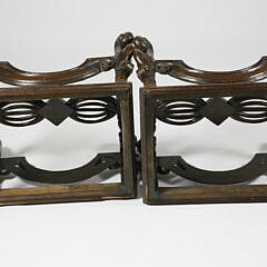 Pair of Vintage Portuguese Jacobean Style Walnut Stools