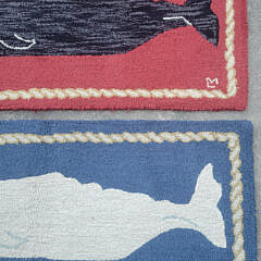 Two Nantucket Sperm Whale Hooked Rug Runners