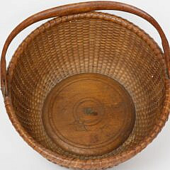 Fine Antique William Appleton Round Open Swing Handle Nantucket Basket