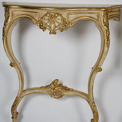 Pair of Contemporary French Louis XV Style Paint Decorated Console Tables