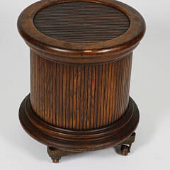 Antique Oak Beadboard Paneled Commode Side Table, 19th Century