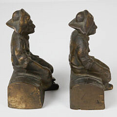 Pair of Antique Solid Bronze Pirate Bookends