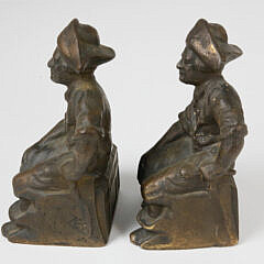 Pair of Antique Solid Bronze Pirate Bookends