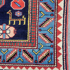 Vintage Semi-Antique Caucasian Kazak Oriental Carpet Rug