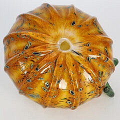 Colorful Hand-Blown Art Glass Pumpkin, Contemporary