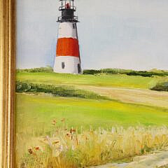 L. Ireland Oil on Board “Sankaty Light Nantucket”