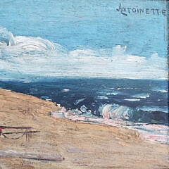 Antoinette Oil on Board European Shoreline Painting