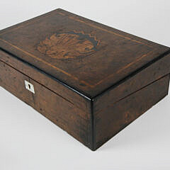 Burlwood Lap Desk with Multi-wood Line Inlay, 19th Century