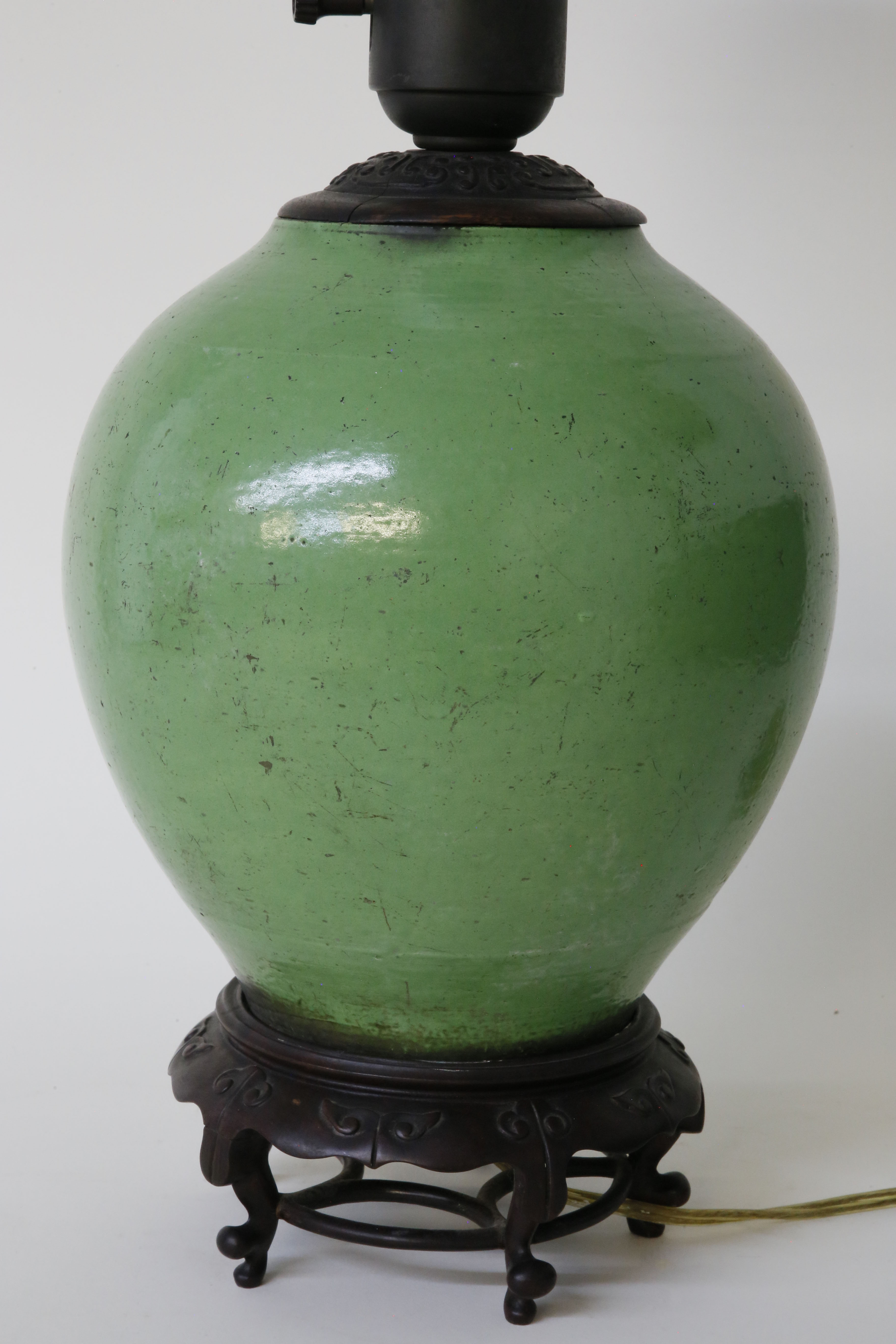 Antique Chinese Green Glazed Ceramic Ginger Jar Antique Chinese Green