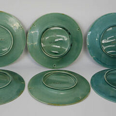 Six Antique Majolica Asparagus Plates