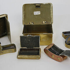 Assorted Group of Antique Brass and Copper Engraved Boxes, 18th and 19th Century