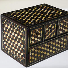 Indo-Portuguese Marquetry Inlaid Contador Box, 17th / 18th Century