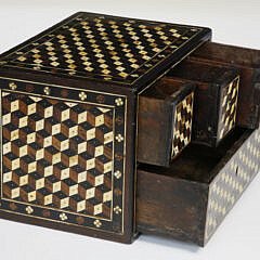 Indo-Portuguese Marquetry Inlaid Contador Box, 17th / 18th Century