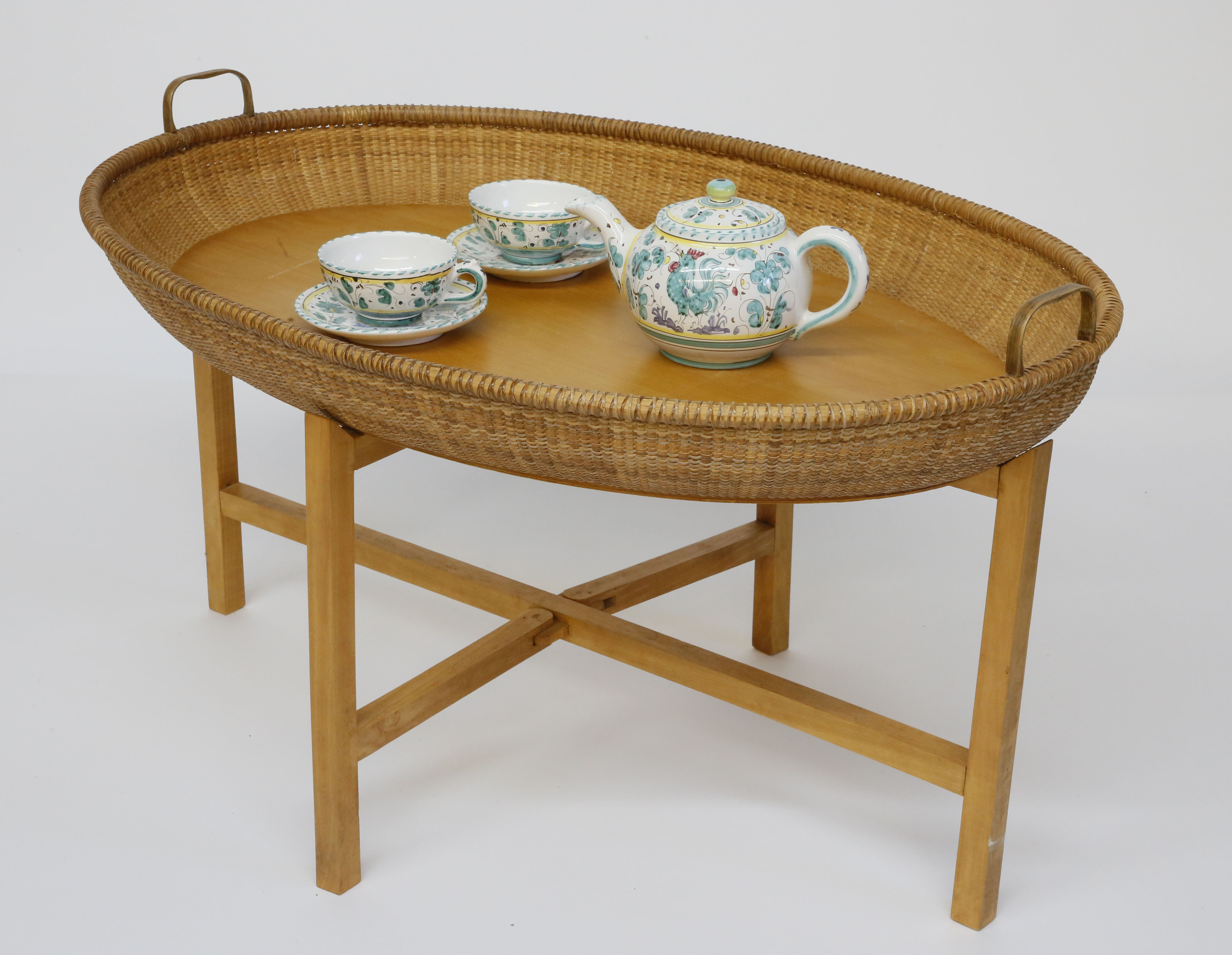 Contemporary Nantucket Basket Woven Tray Coffee Table Contemporary
