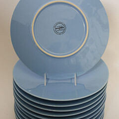 Eleven Sengware Pottery Charger Dinner Plates in “Heaven” Light Blue