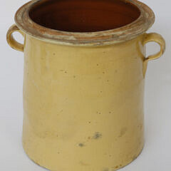 Antique French Yellow Glazed Pottery Crock