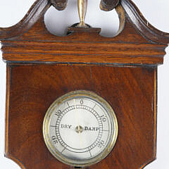 J. Prandi, Sheffield England Mahogany Banjo Barometer, 19th Century