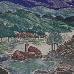 Elfriede Martha Abbe Vermont Woodcut Print “Close of Day”