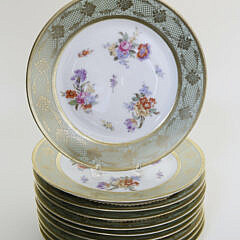 Set of Nine Tirschenreuth Studio Bavarian China Dessert Plates