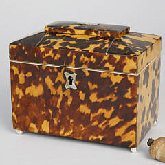 English Regency Double Compartment Tortoiseshell Tea Caddy, circa 1810