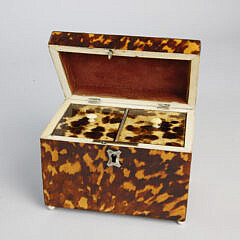 English Regency Double Compartment Tortoiseshell Tea Caddy, circa 1810