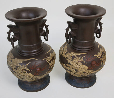 7-4110 Pair Clay Dragon Vases A_MG_0600