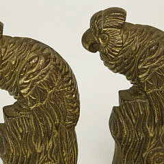 Pair of Brass Perched Parrot Bookends